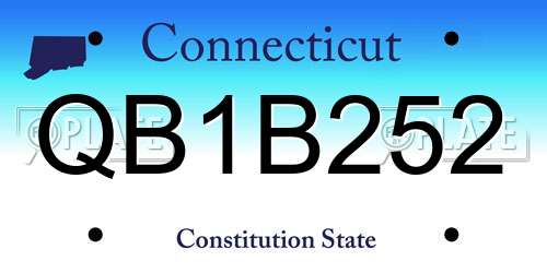 QB1B252 Connecticut License Plate