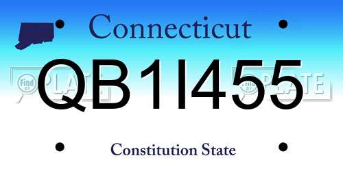 QB1I455 Connecticut License Plate