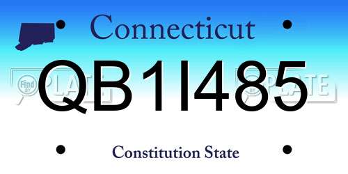 QB1I485 Connecticut License Plate