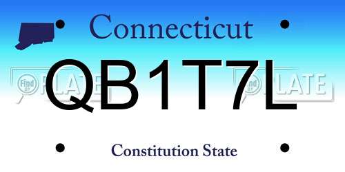 QB1T7L Connecticut License Plate
