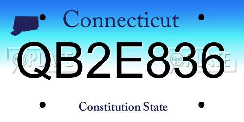 QB2E836 Connecticut License Plate