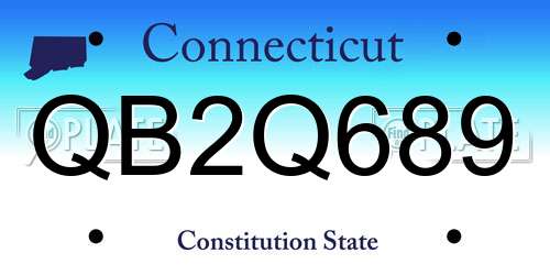 QB2Q689 Connecticut License Plate