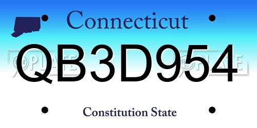 QB3D954 Connecticut License Plate