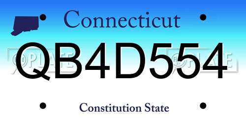 QB4D554 Connecticut License Plate