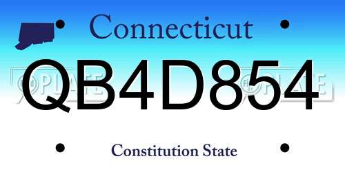 QB4D854 Connecticut License Plate