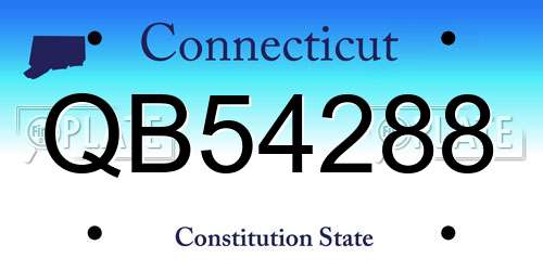 QB54288 Connecticut License Plate