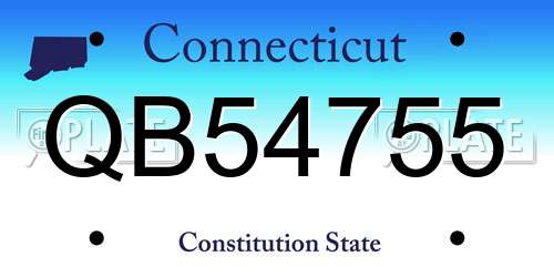 QB54755 Connecticut License Plate