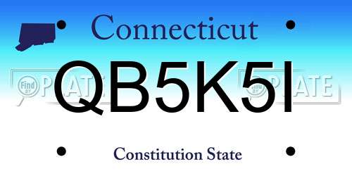 QB5K5I Connecticut License Plate