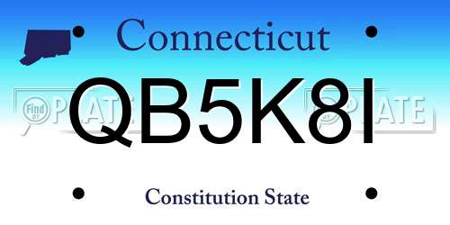 QB5K8I Connecticut License Plate