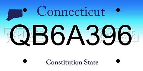 QB6A396 Connecticut License Plate
