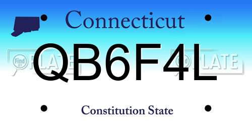 QB6F4L Connecticut License Plate