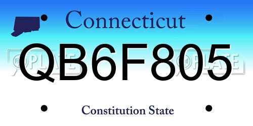 QB6F805 Connecticut License Plate