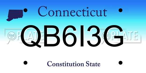 QB6I3G Connecticut License Plate