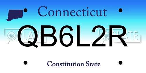 QB6L2R Connecticut License Plate