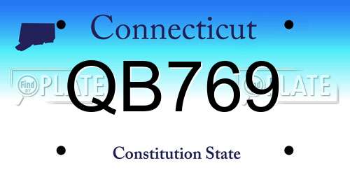 QB769 Connecticut License Plate
