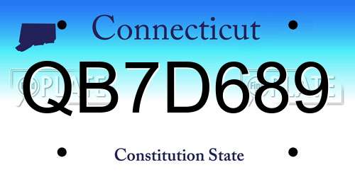 QB7D689 Connecticut License Plate