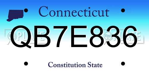 QB7E836 Connecticut License Plate