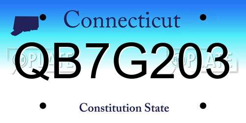 QB7G203 Connecticut License Plate