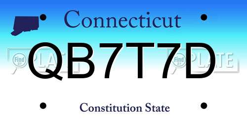 QB7T7D Connecticut License Plate