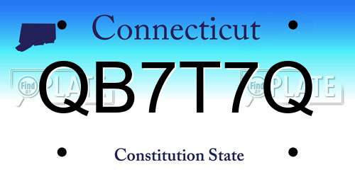 QB7T7Q Connecticut License Plate