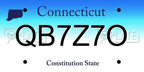 QB7Z7O Connecticut License Plate