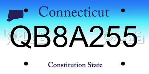 QB8A255 Connecticut License Plate