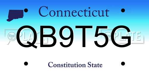 QB9T5G Connecticut License Plate