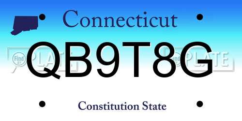 QB9T8G Connecticut License Plate