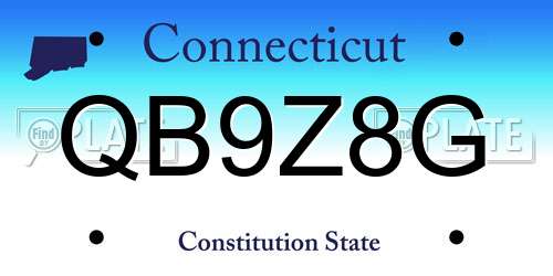 QB9Z8G Connecticut License Plate