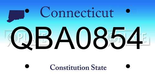 QBA0854 Connecticut License Plate