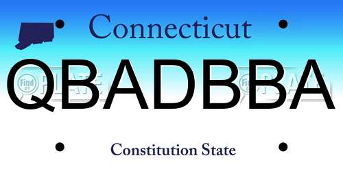 QBADBBA Connecticut License Plate