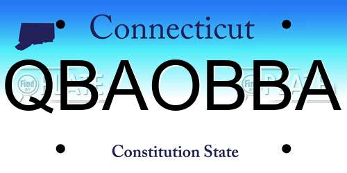 QBAOBBA Connecticut License Plate