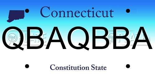 QBAQBBA Connecticut License Plate