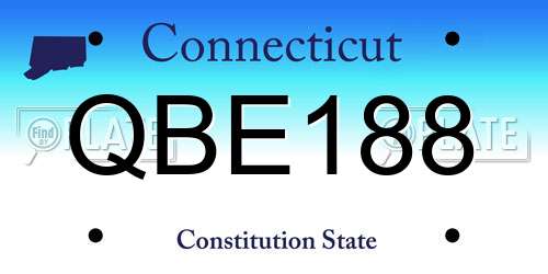 QBE188 Connecticut License Plate