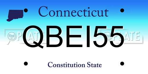 QBEI55 Connecticut License Plate