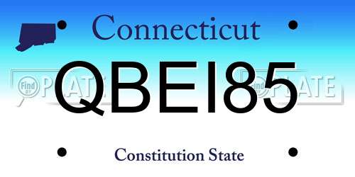 QBEI85 Connecticut License Plate