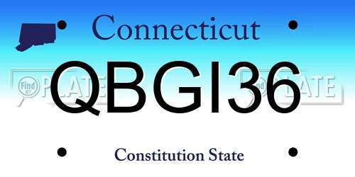 QBGI36 Connecticut License Plate