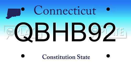 QBHB92 Connecticut License Plate