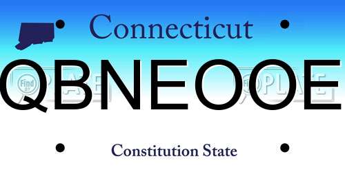 QBNEOOE Connecticut License Plate