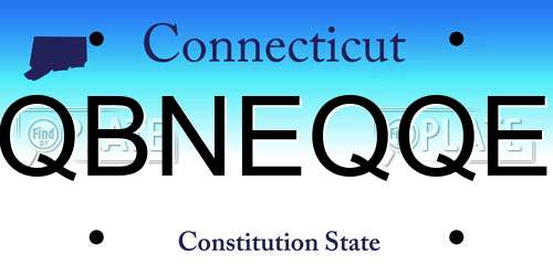 QBNEQQE Connecticut License Plate