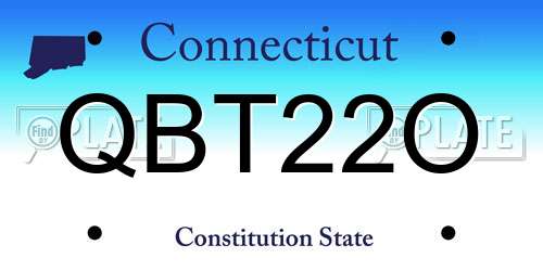 QBT22O Connecticut License Plate