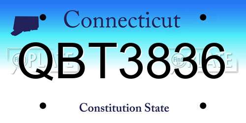 QBT3836 Connecticut License Plate