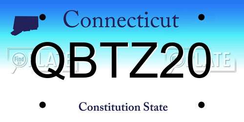 QBTZ20 Connecticut License Plate
