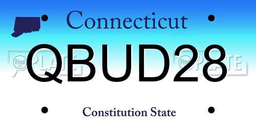 QBUD28 Connecticut License Plate