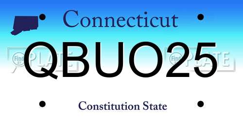 QBUO25 Connecticut License Plate