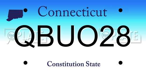 QBUO28 Connecticut License Plate