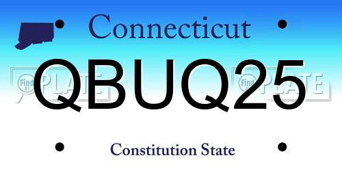 QBUQ25 Connecticut License Plate
