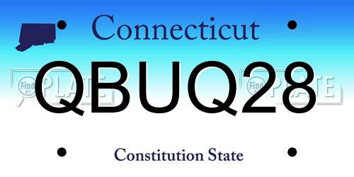 QBUQ28 Connecticut License Plate