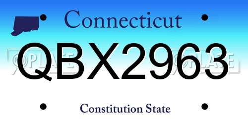 QBX2963 Connecticut License Plate