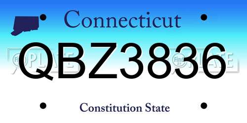 QBZ3836 Connecticut License Plate